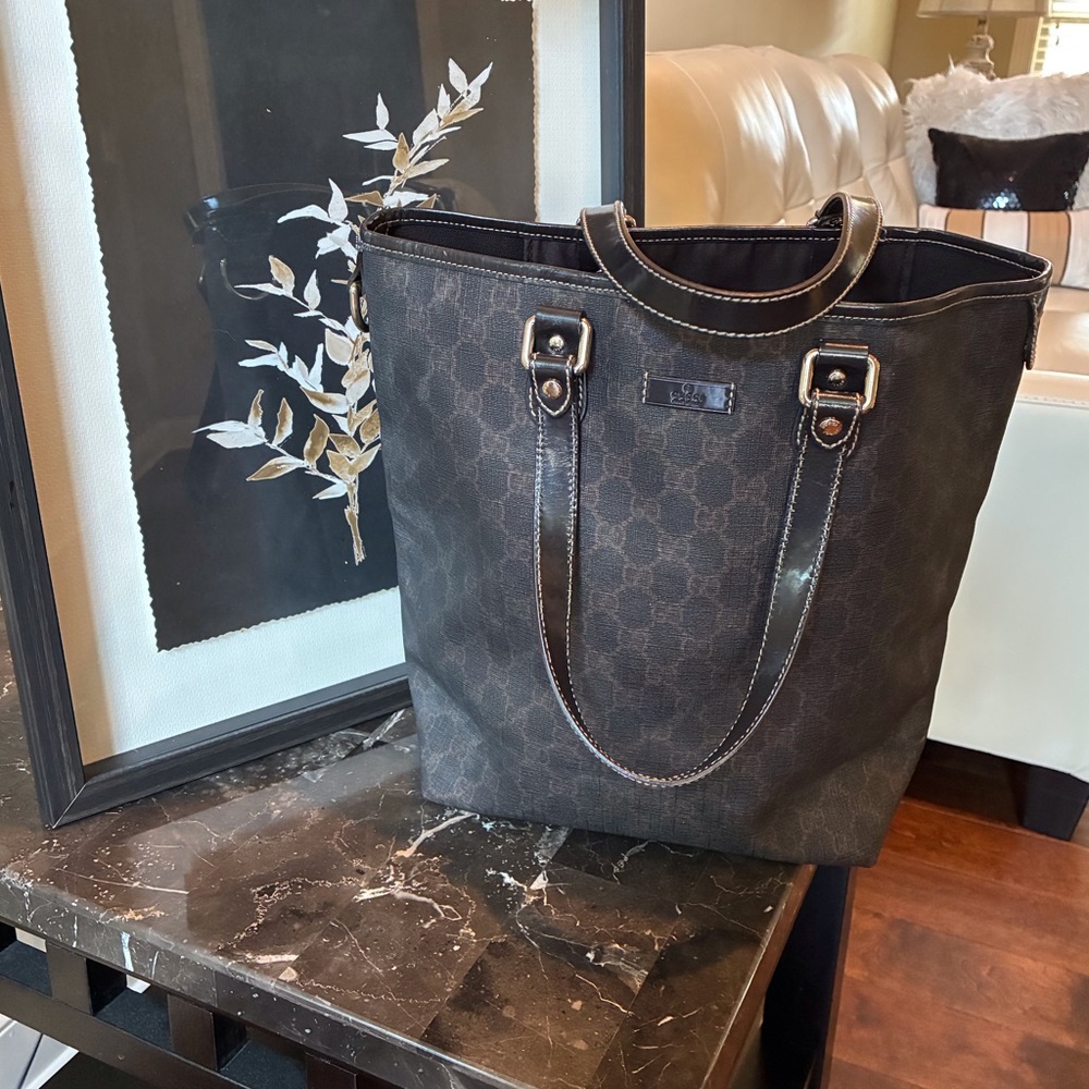Gucci GG Supreme Coated Canvas/Leather Tote